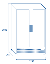 Køleskab / Displaykøleskab - 1200 liter - Hvid/Sølv