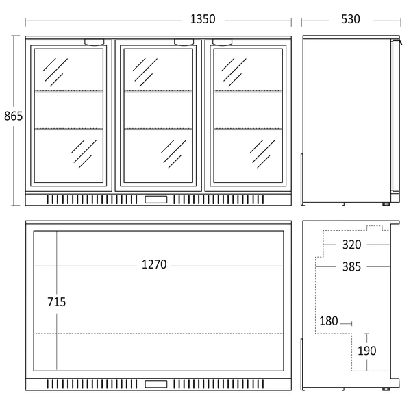 Backbar - Sort - 3 låger