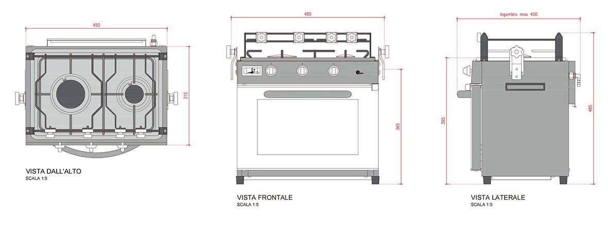 Marinekomfur - 2 kogeplader - 1 ovn