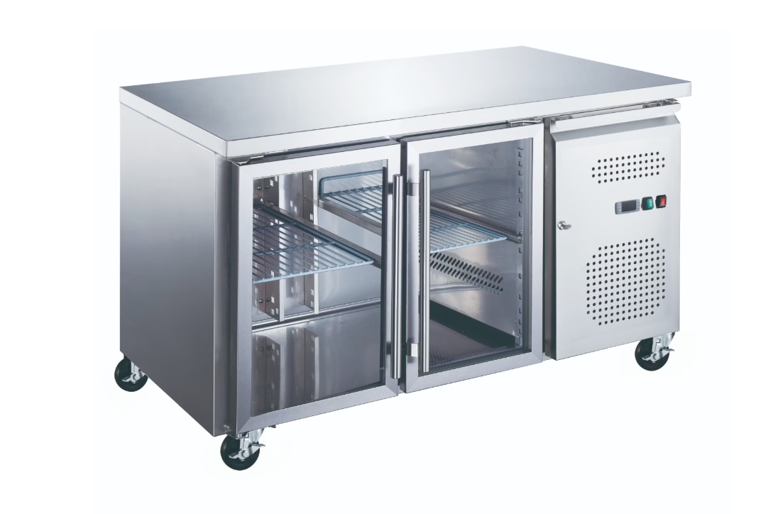 Kølebord - 282 Liter - 136cm - 2 glasdøre