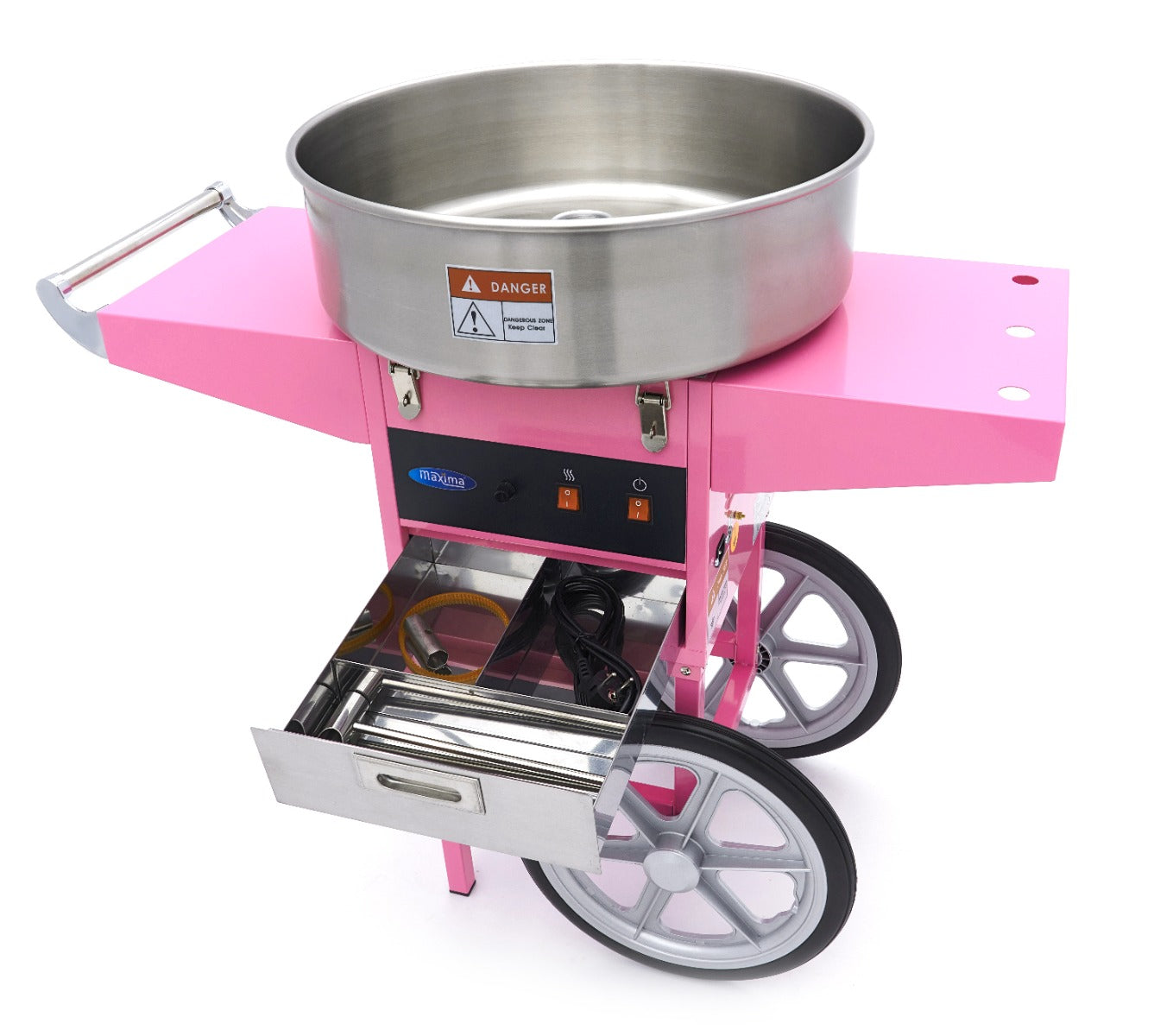 Candy Floss Machine – Ø 52cm – Pink – med vogn