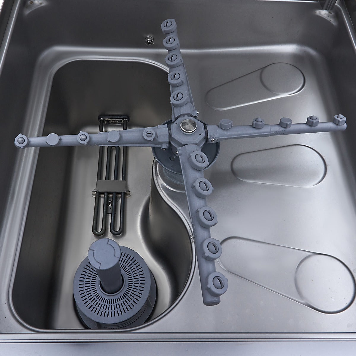 Hætteopvaskemaskine - 50 x 50 cm - Med afspændingsmiddel og sæbepumper - Digitalt display - 400V