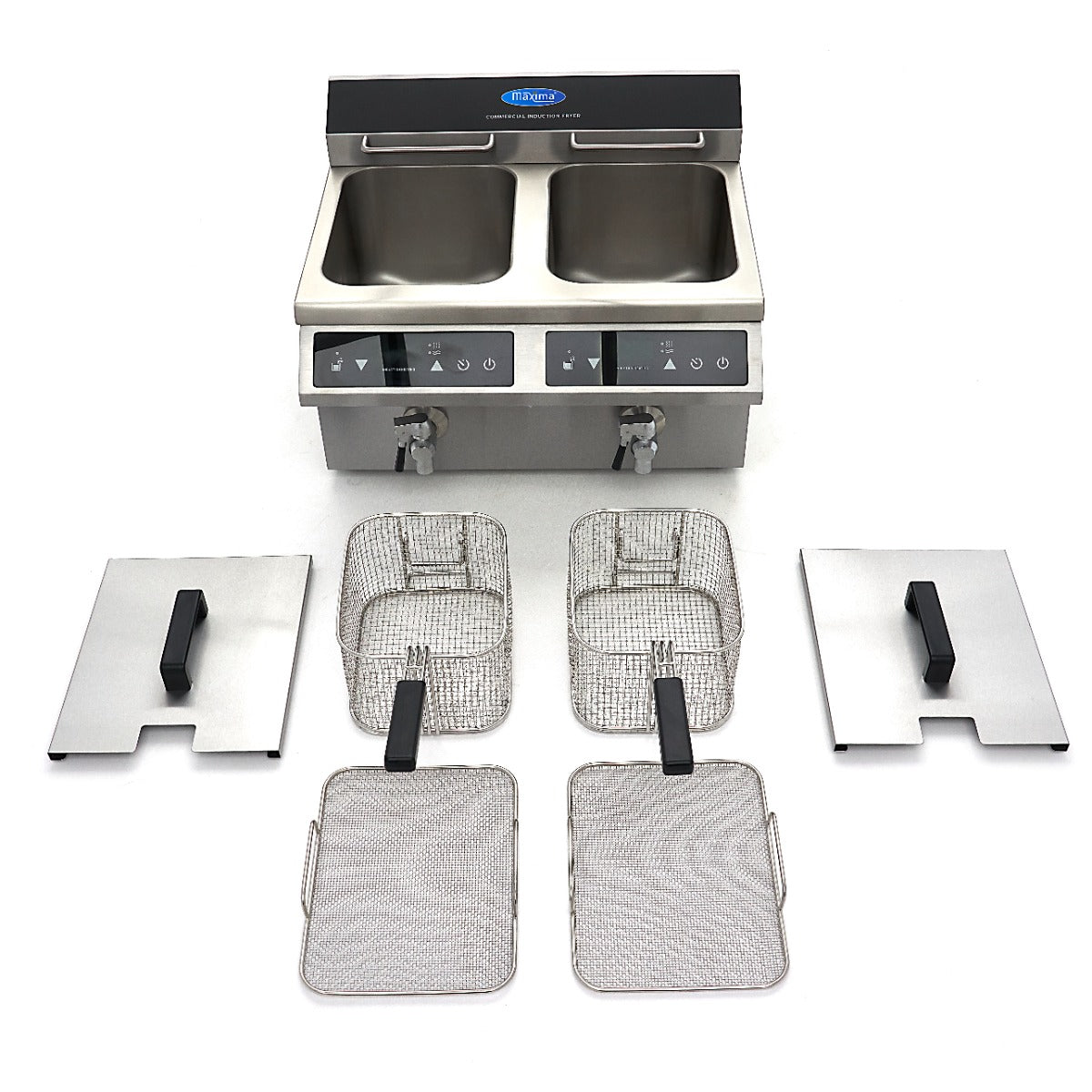 Friture - 2 x 8L - 2 kurve - med aftapningshane - Induktion