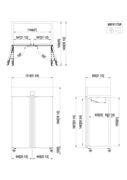 Dobbelt industrifryseskab i rustfrit stål - GN 2/1 - 1240 liter