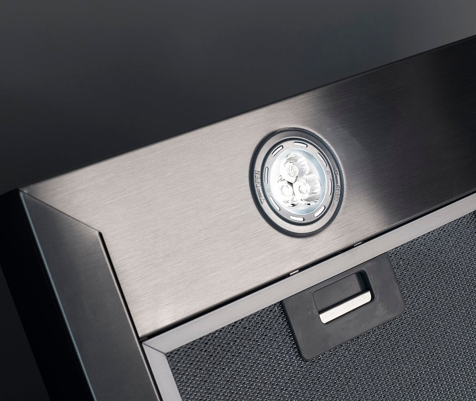 Industriemhætte - vægmonteret m/motor - 120 cm bred - 56 cm dyb