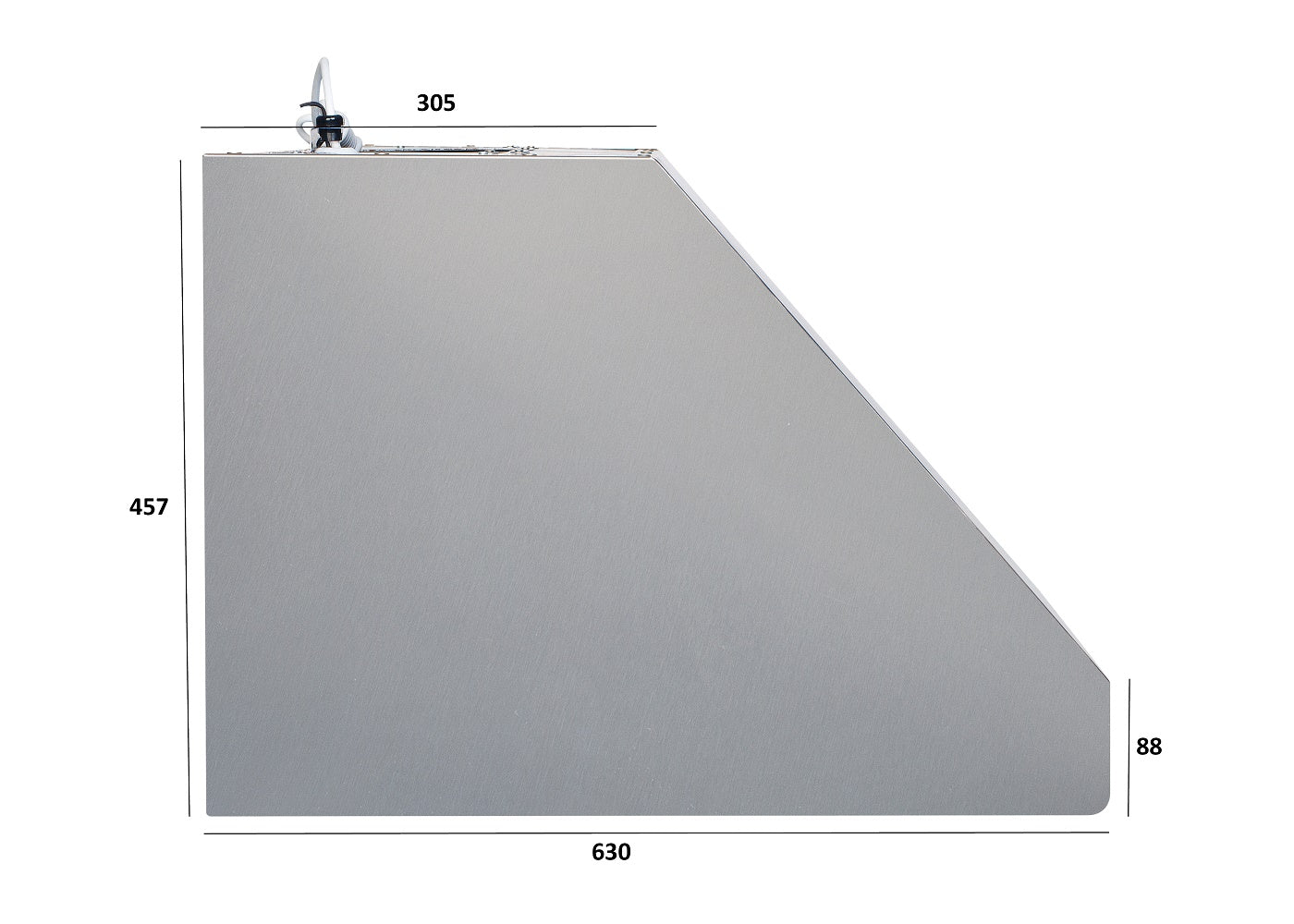 Industriemhætte - vægmonteret m/motor - 120 cm bred - 63 cm dyb