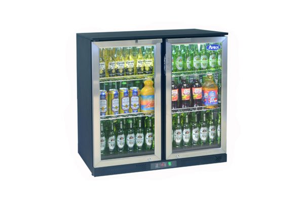 Backbar - Flaskekøleskab - 2 låger - Sort/Stål