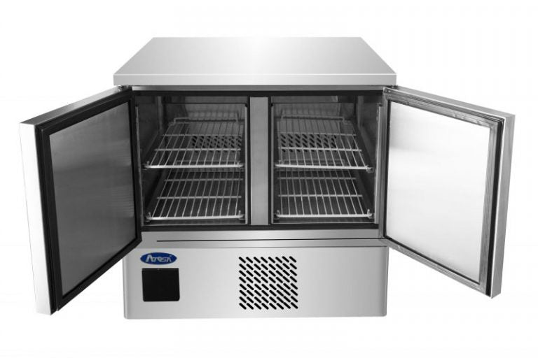 Industrikøleskab i rustfrit stål - 2 låger - 140 liter
