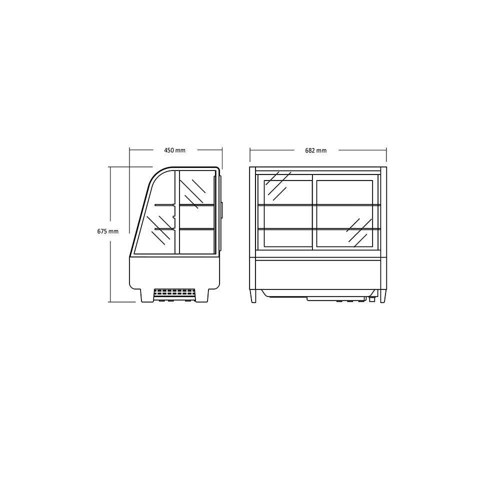Udstillingsmontre - 70 liter - køl