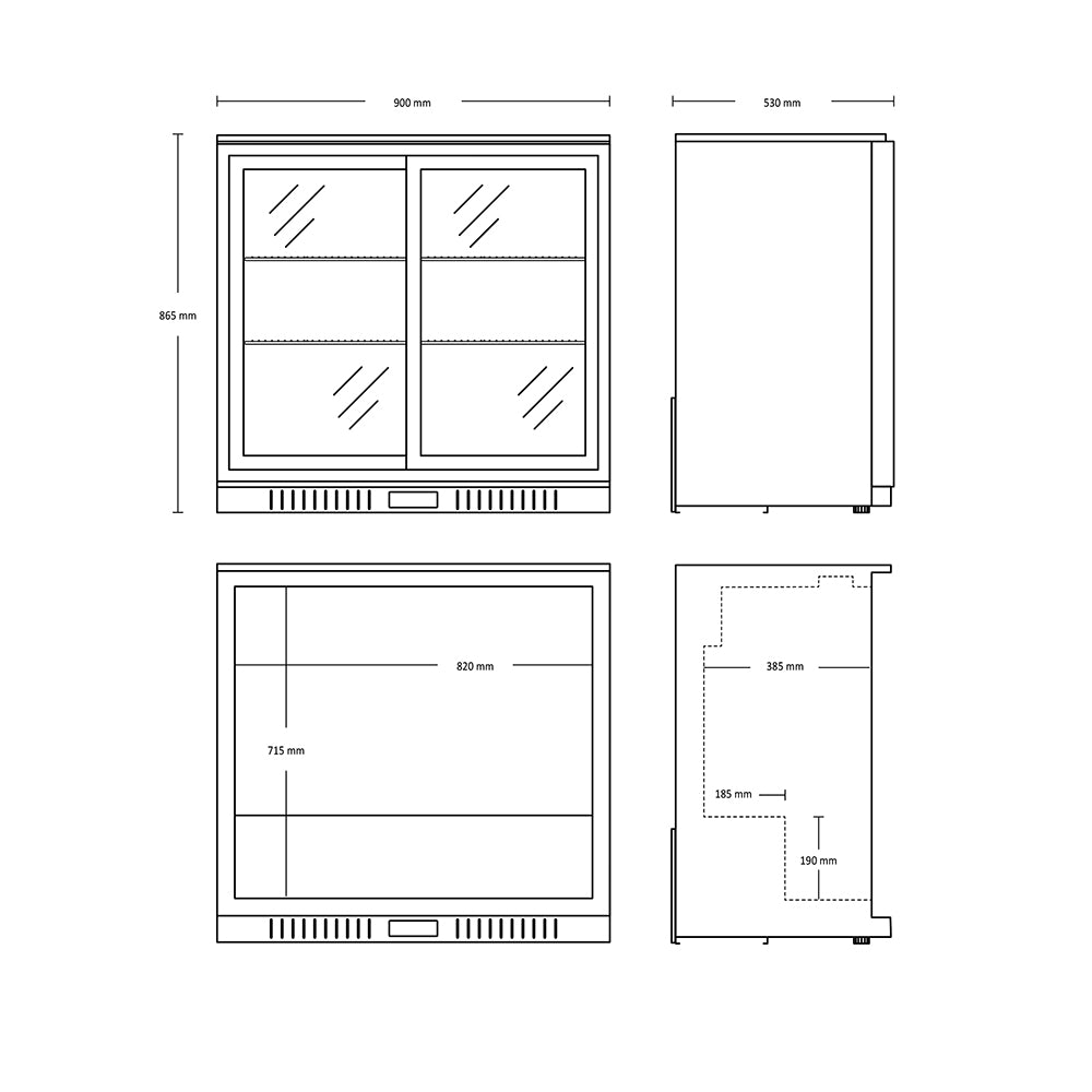 Backbar - 2 skydedøre