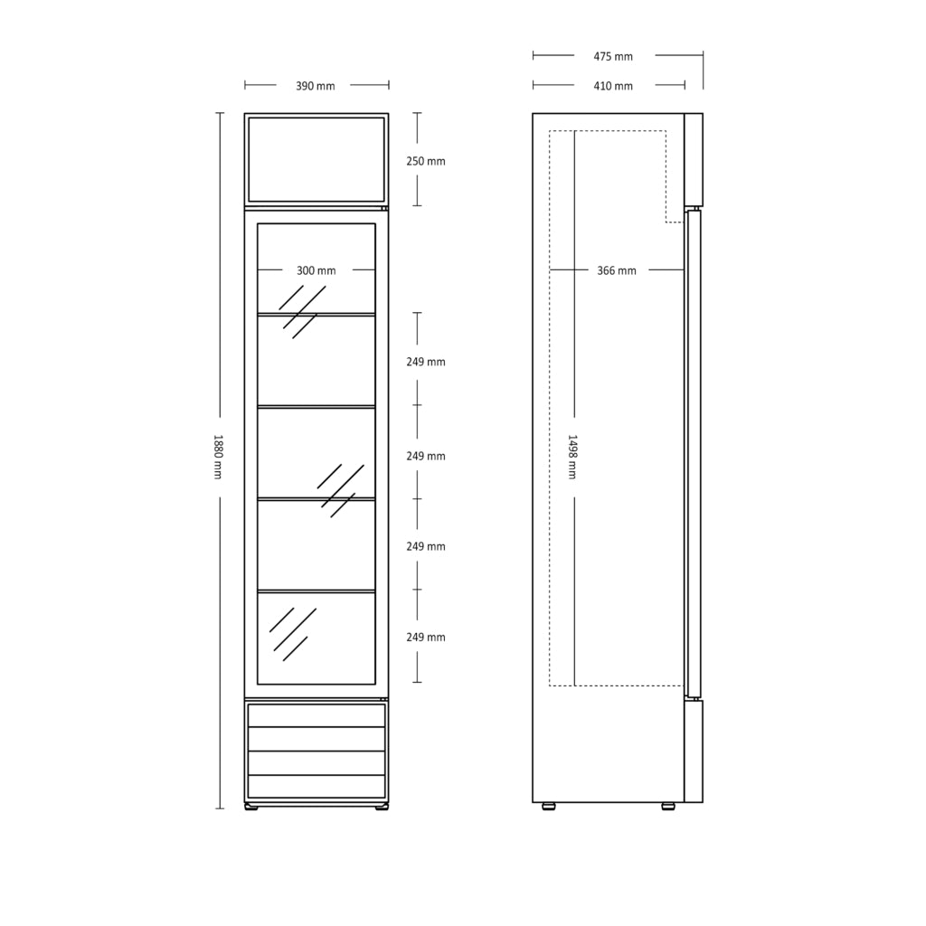 Flaskekøleskab / Displaykøleskab - 133 liter