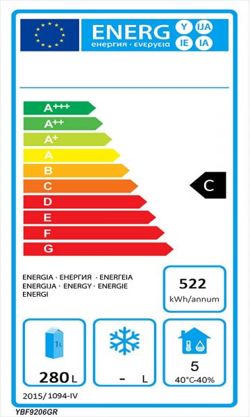 Industrikøleskab i rustfrit stål - 280 liter