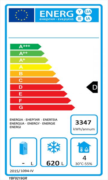Industrifryseskab i rustfrit stål - 3 døre - 950 liter