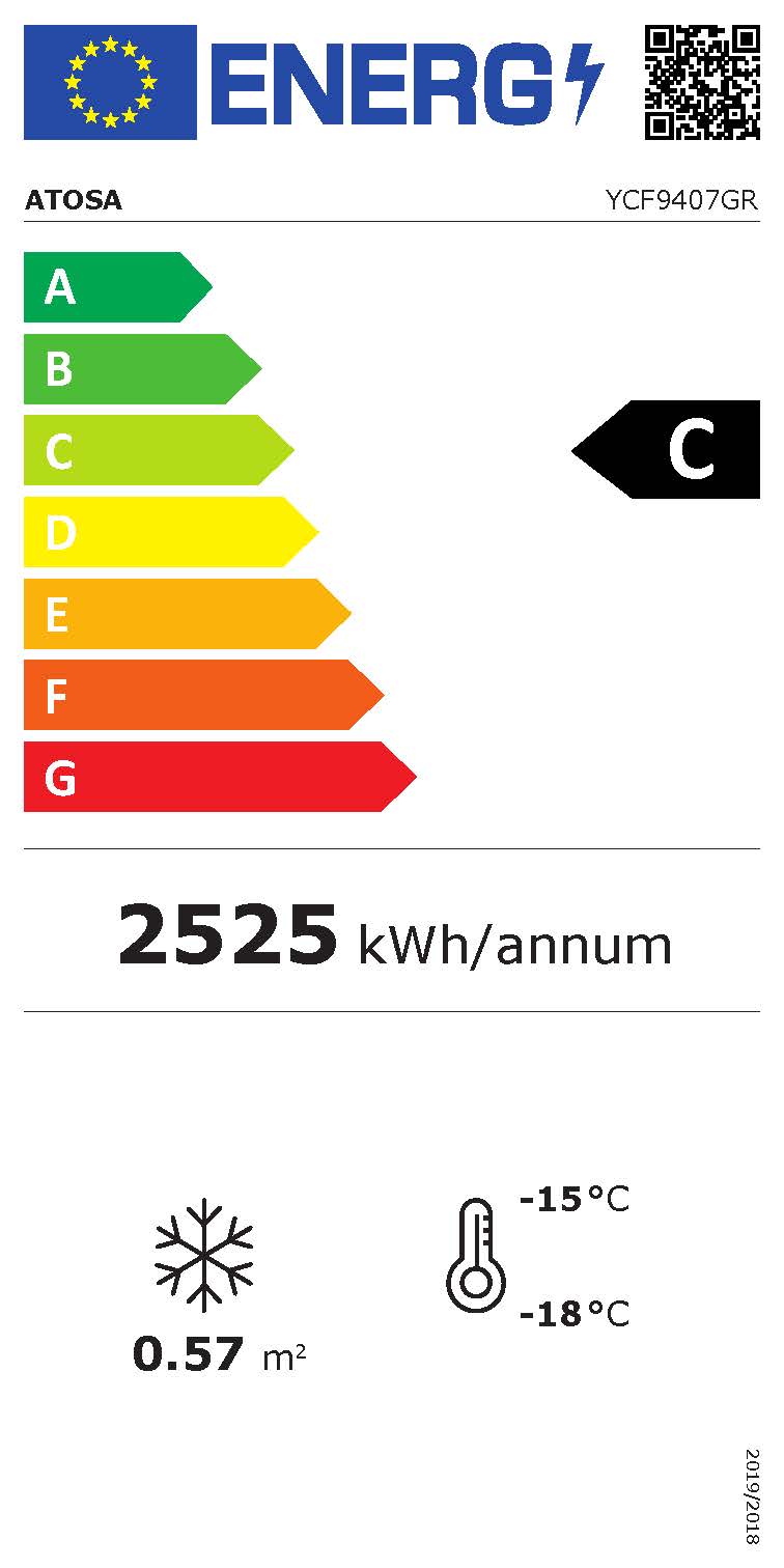 Industrifryseskab - Glasdør - Rustfrit stål - 280 liter