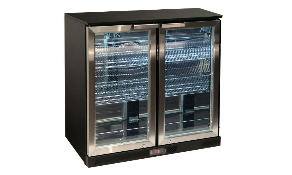 Backbar - Flaskekøleskab - 2 låger - Sort/Stål