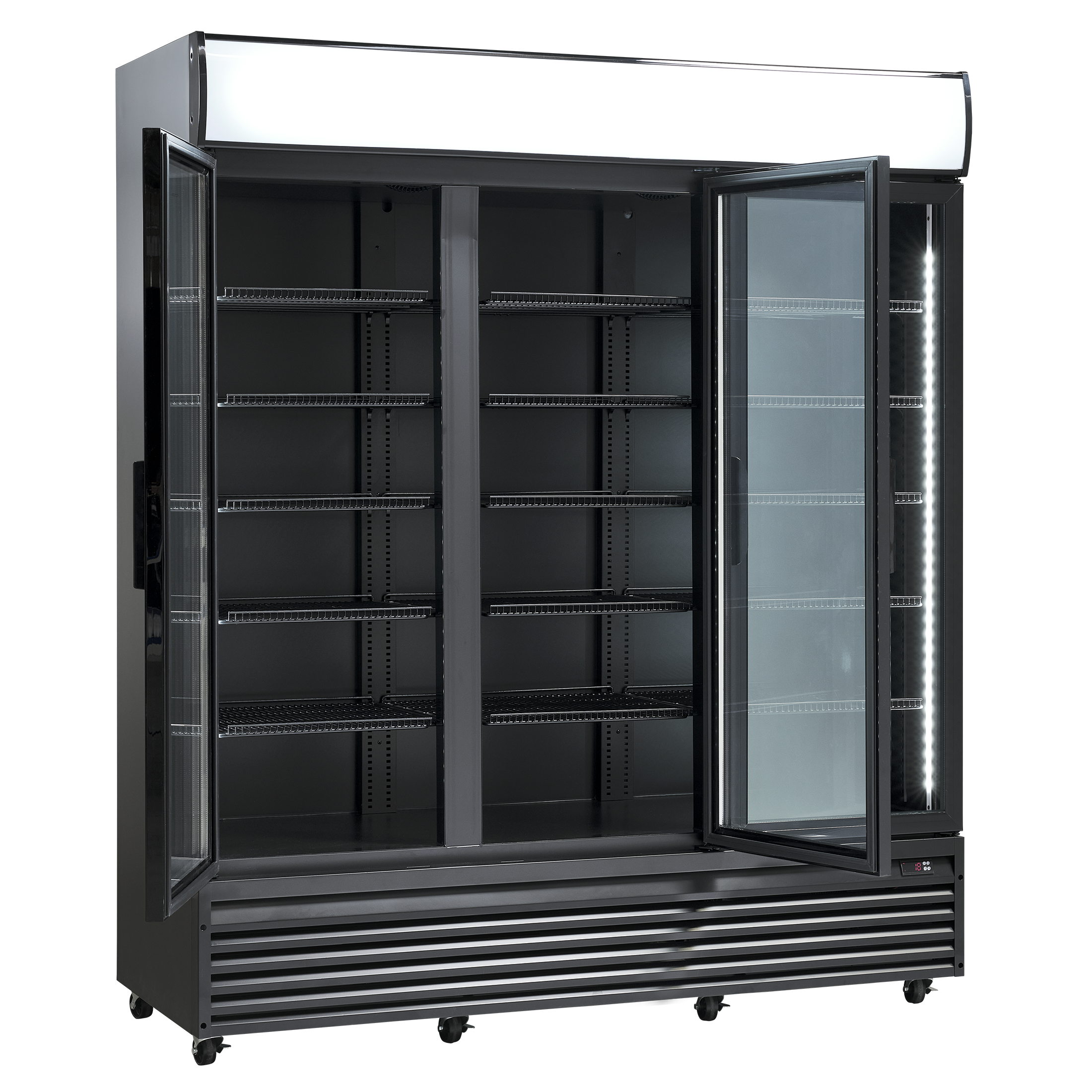 Displaykøleskab - 1150 liter - 3 låger - sort