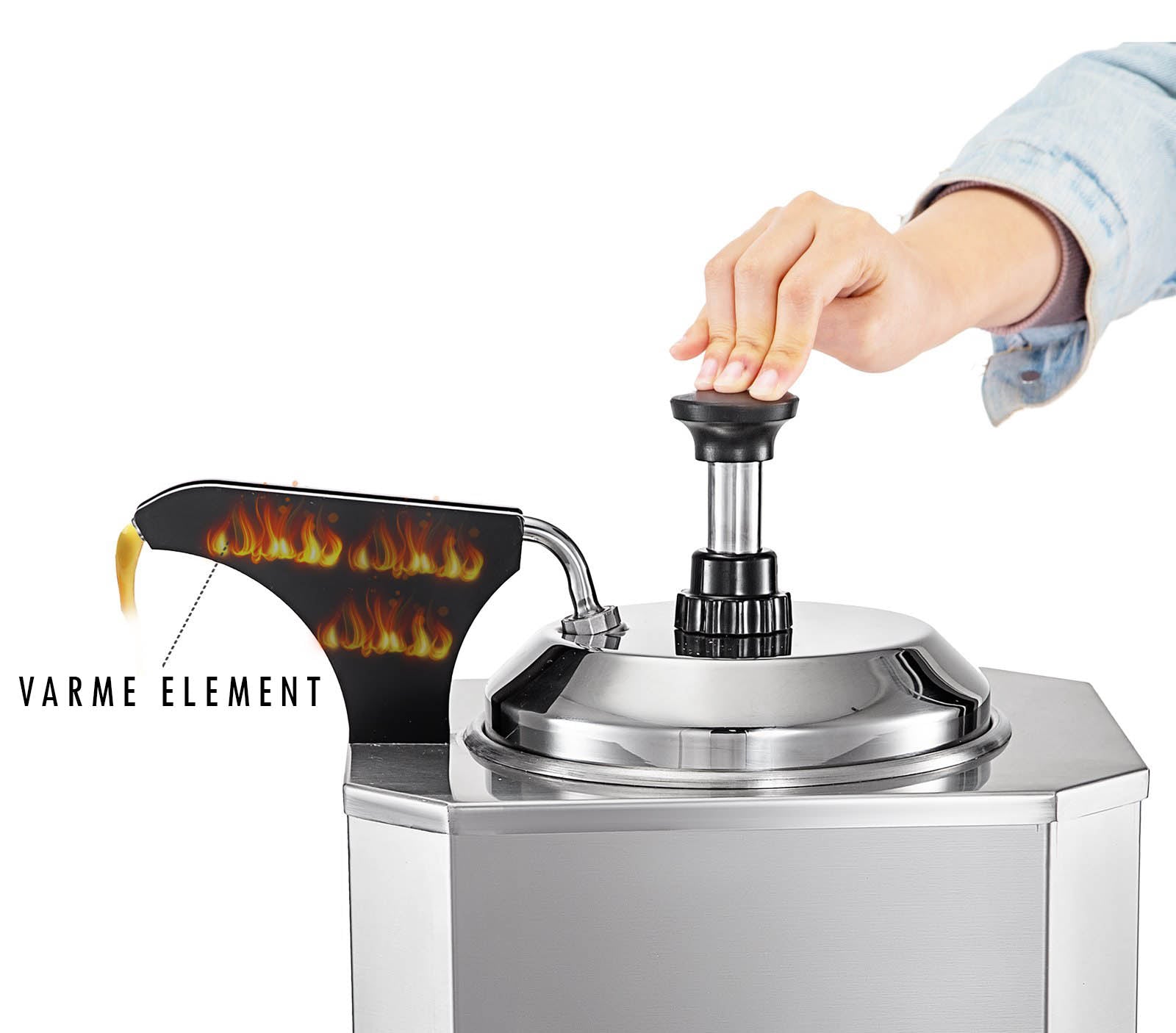 Dispenser til chokoladesauce / karamelsauce - 1 x 2,5 liter med termostat