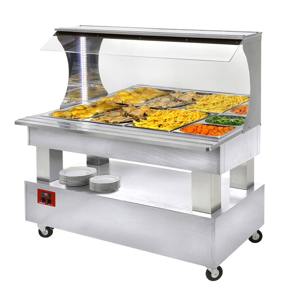 Buffet - varm - vægplaceret 4x GN1/1-150 (hvidt træ)