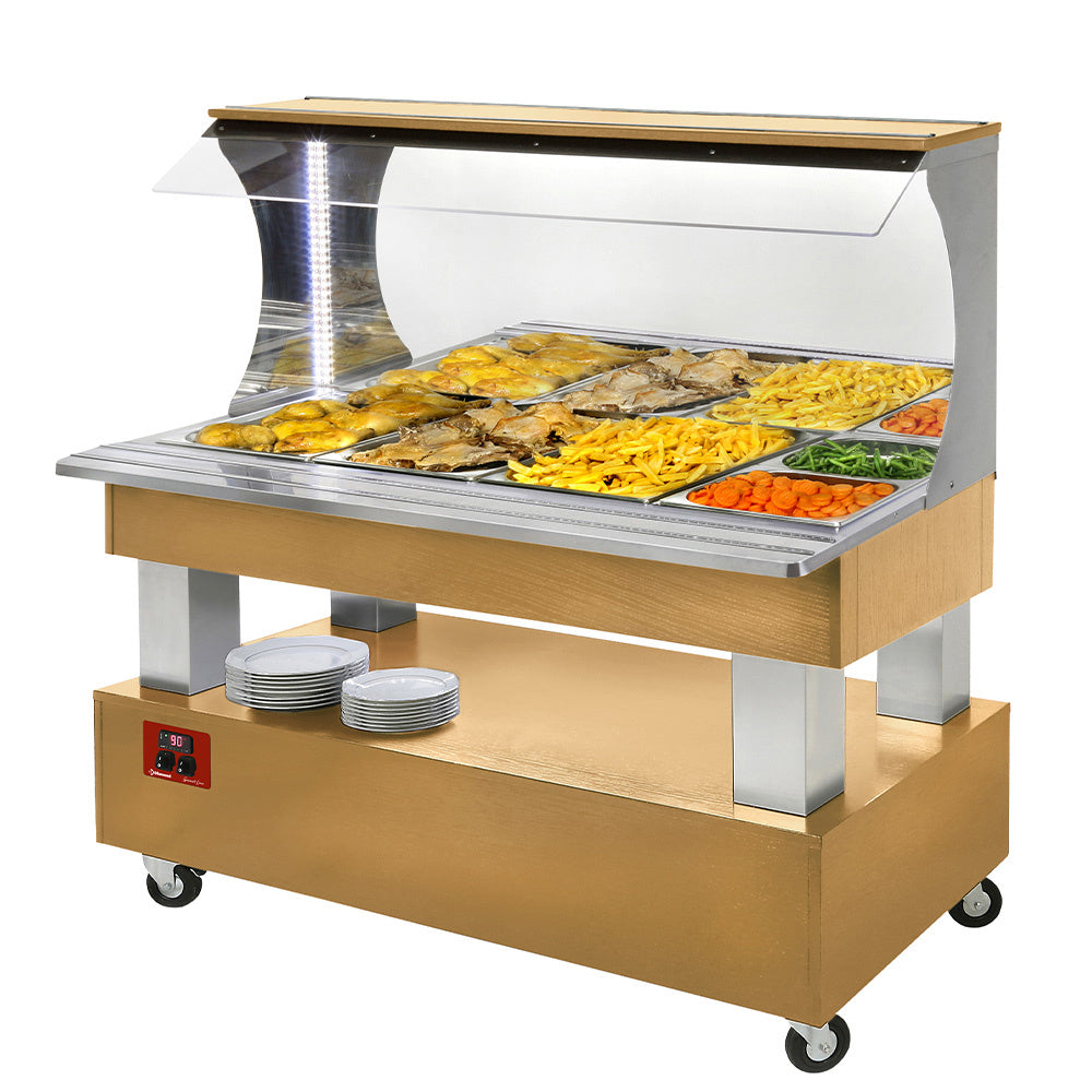 Buffet - varm - vægplaceret 4x GN1/1-150 (Lys eg)
