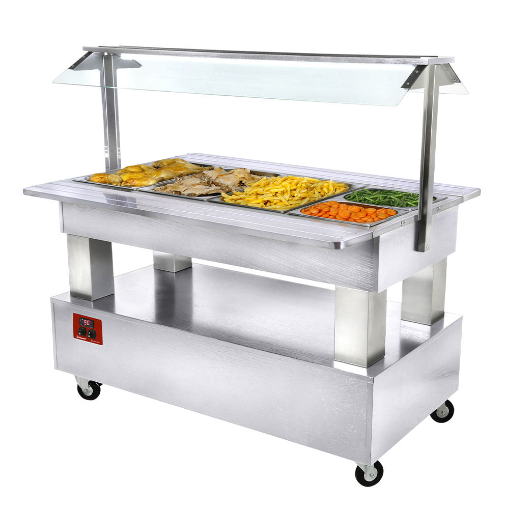 Buffet / bain-marie salatbar, 4x GN1/1-150 (hvidt træ)