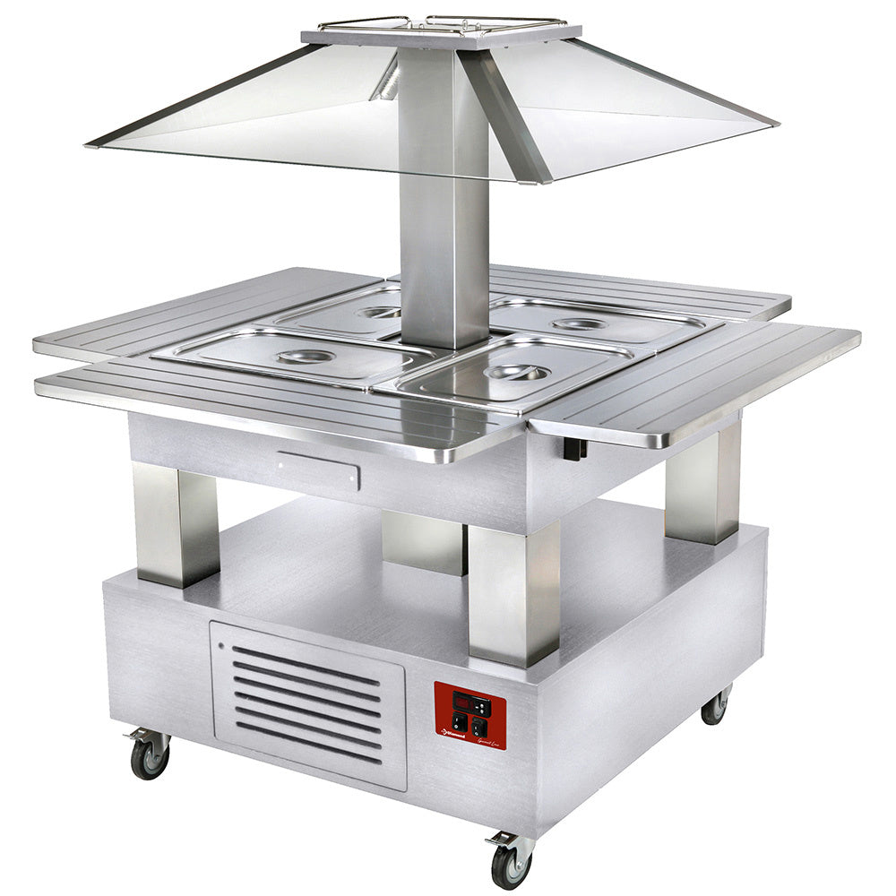 Buffet - Kølet salatbar, 4x GN1/1-150 (hvidt træ)
