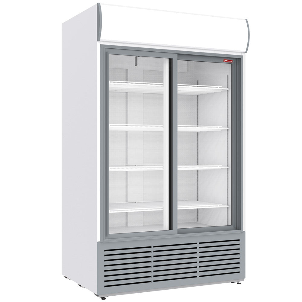 Displaykøleskab  1230 liter, lysboks, 2 skydedøre - HVID