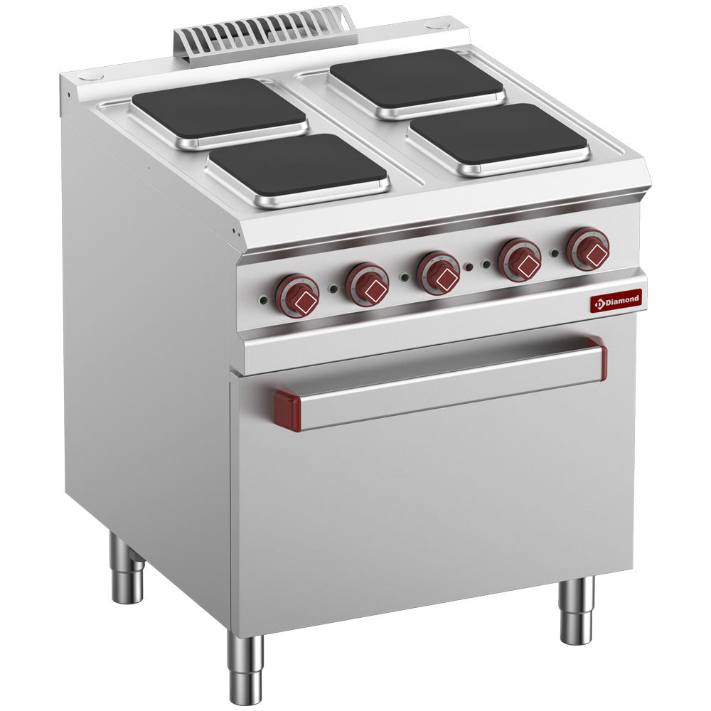 Elektrisk kogeplade x4 firkantede plader på elektrisk ovn GN 2/1 og grill