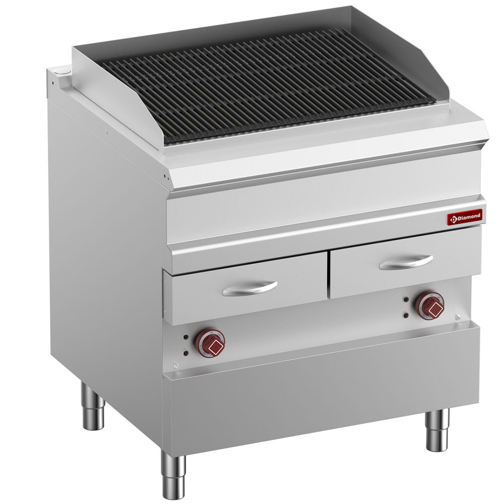 Elektrisk dampgrill, modul 1/1, rist i støbejern "dobbeltsidet"