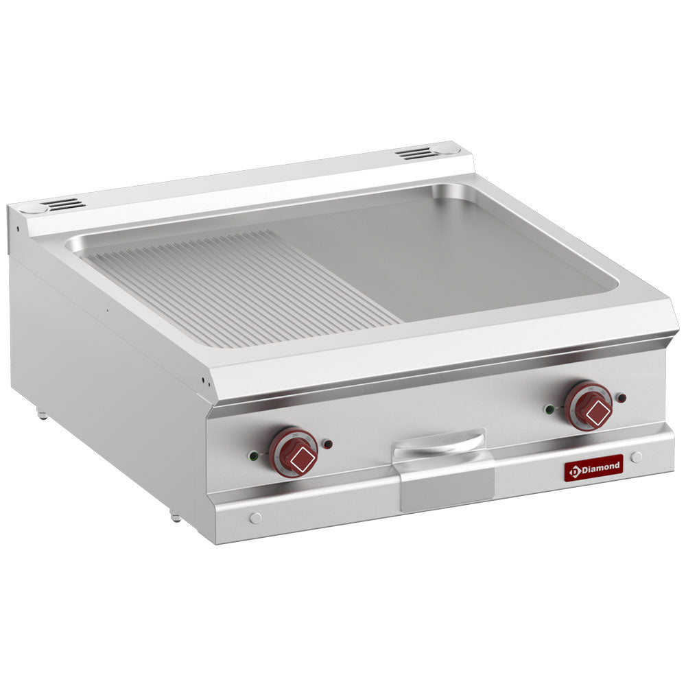 Elektrisk stegeplade 1/2 glat og 1/2 ribbet, modul 1/1 -Top-