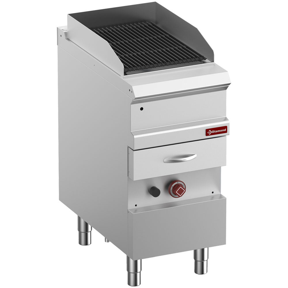 Gasdampgrill, modul 1/2, rist i støbejern "dobbeltsidet"