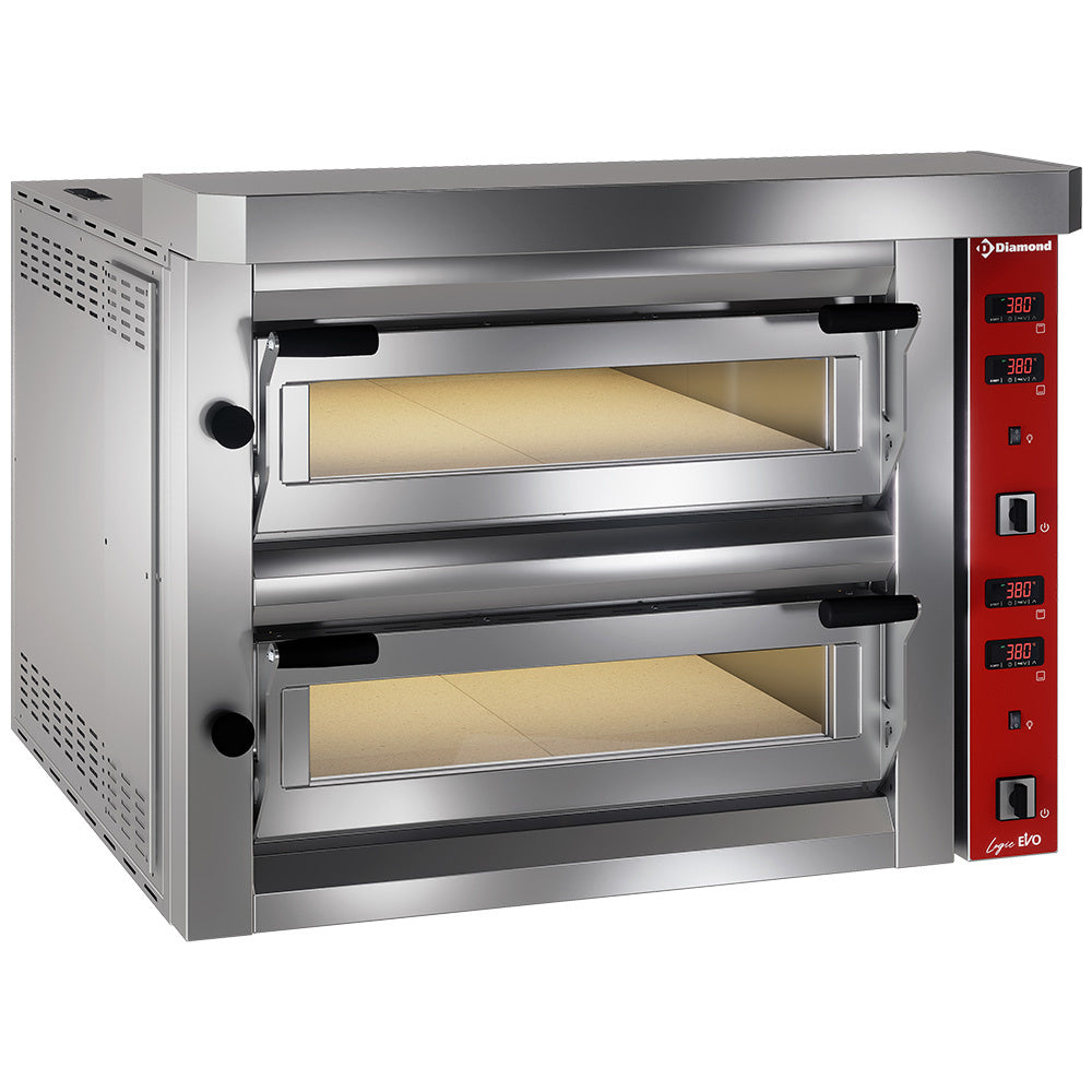 Elektrisk pizzaovn, 2x4 pizzaer 350mm - FULDT ildfast stenovn