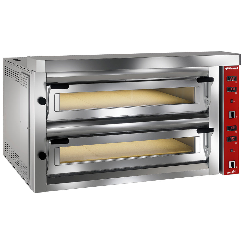 Elektrisk pizzaovn "ekstra stor", 2x6 pizzaer 350mm - FULDT ildfast sten