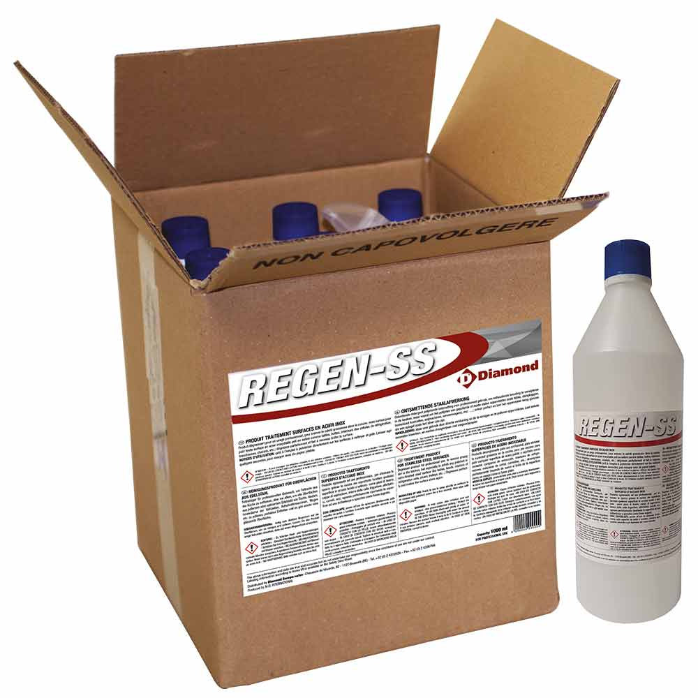 Behandlingsprodukt til overflader i rustfrit stål 9 fl. x 1 kg