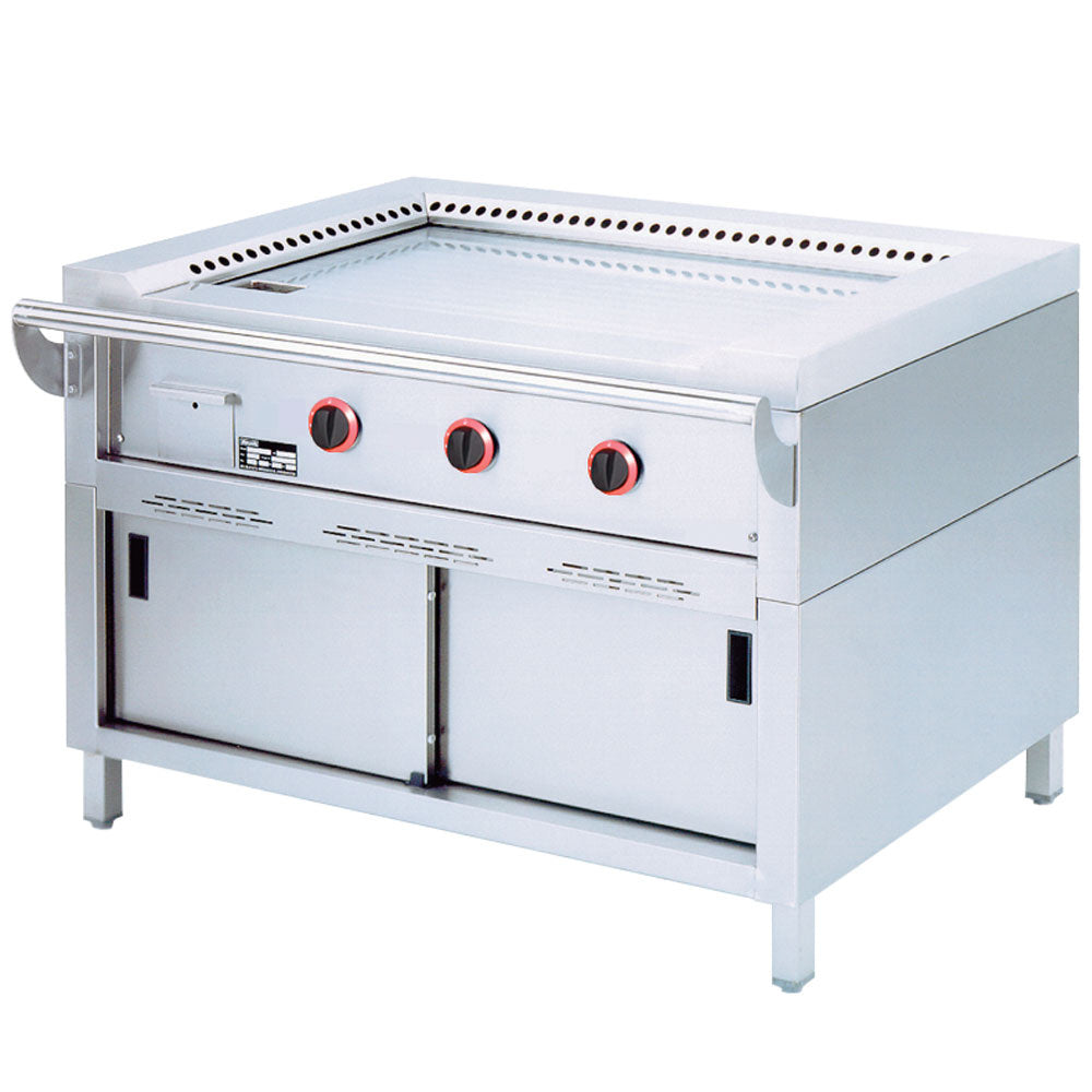 Stegeplade, Gas "Teppanyaki"-plade, 3 områder (3x 7 kW), på skab