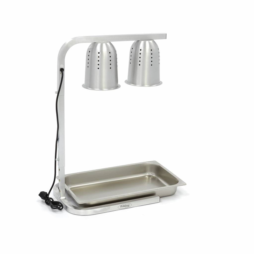 Varmelampe - 2 Lamper - inkl 2 Lamper og 1 x 1/1 GN Beholder