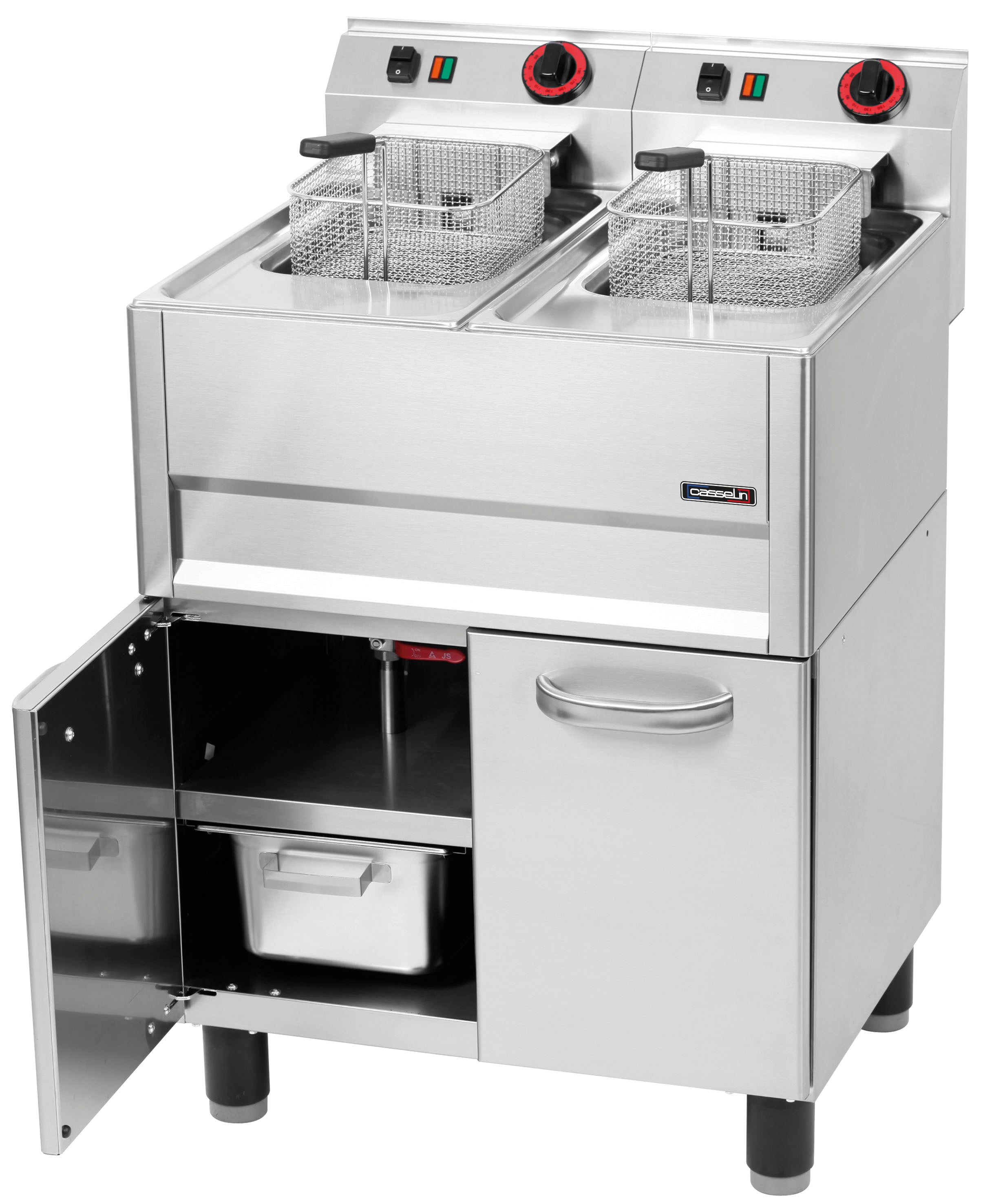 Elektrisk frituregryde 2 x 8 liter med åbent skab 66