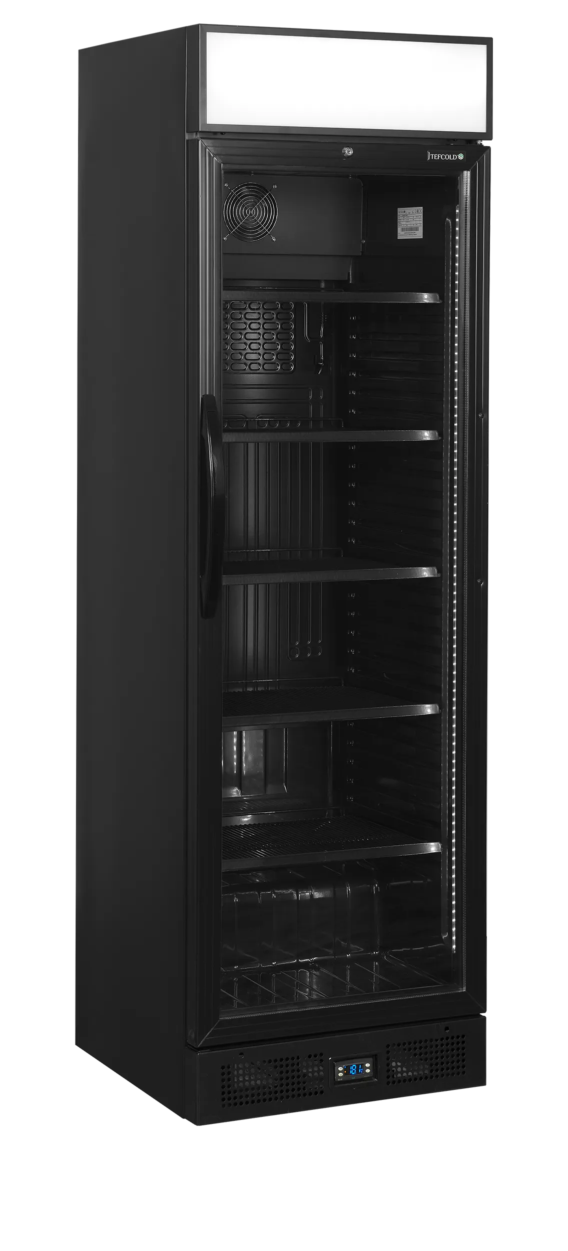 Displaykøleskab - 1 dør - Sort - Med lystop