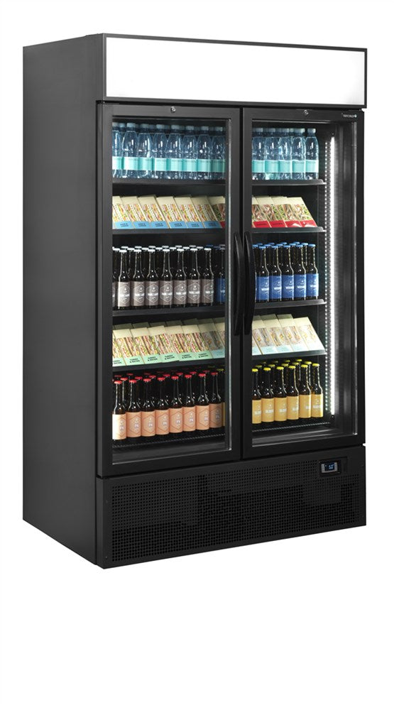 Sort 2-dørs displaykøler med lystop - 1082 liter - FSC1200H BLACK