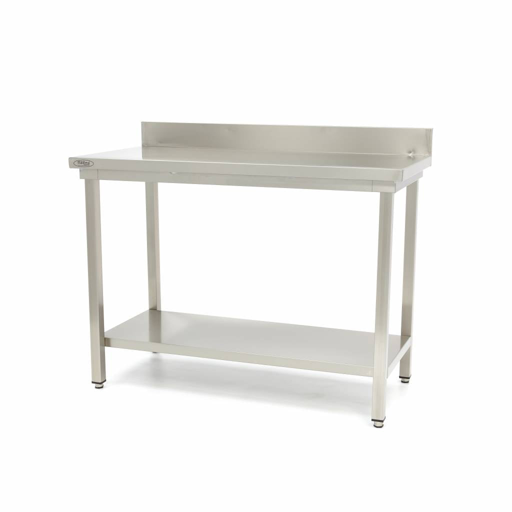 Bord i rustfrit stål - 60 x 70 cm - Justerbar højde - med bagplade