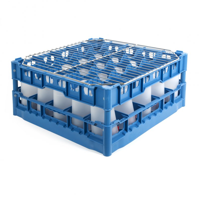 Opvaskebakke til plasticglas - 50 x 50 - 25 glas - Ø90 x 170 mm