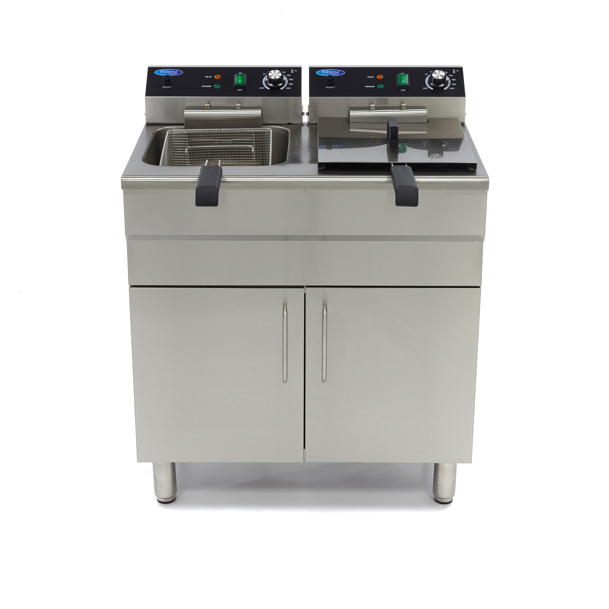 Friture - 2 x 16 Liter - 2 kurve - med aftapningshane og stativ