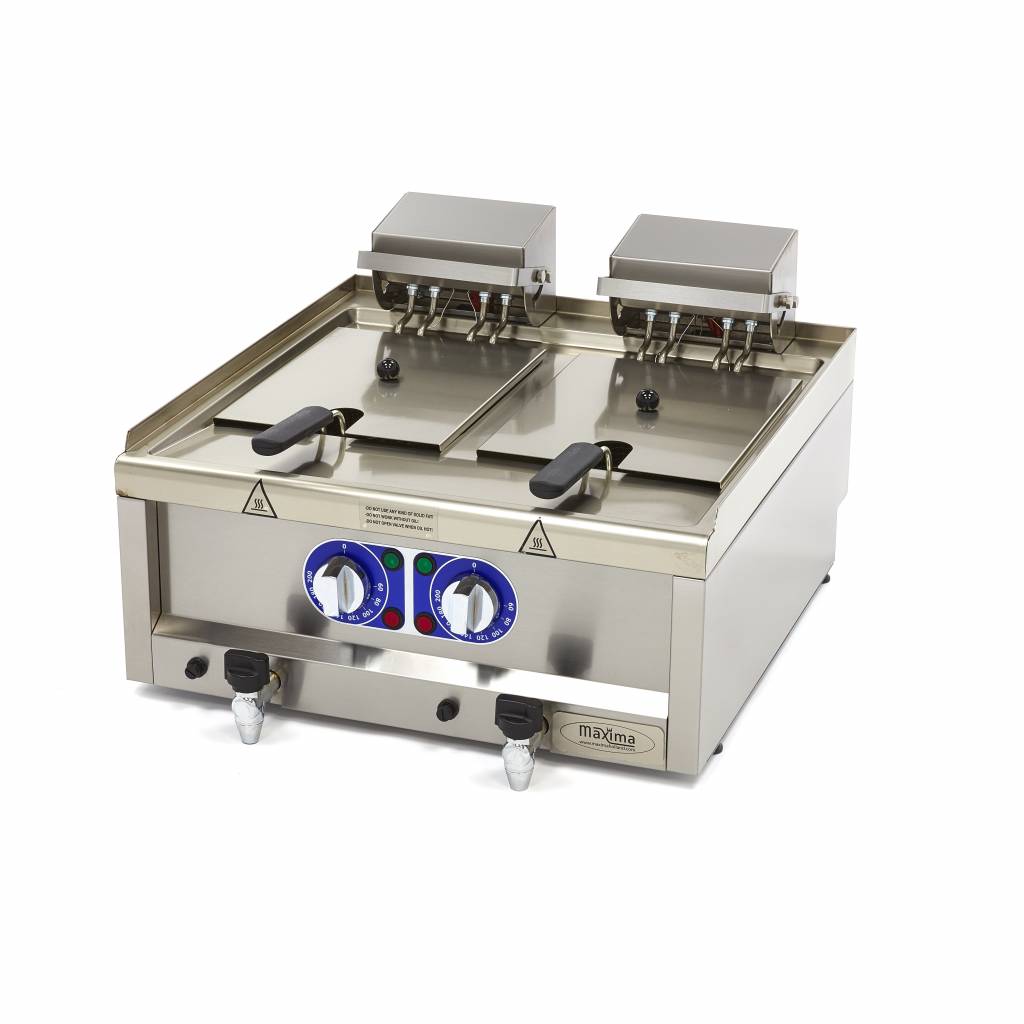 Friture  - 2 x 10L - 2 kurve - med aftapningshane - 400V