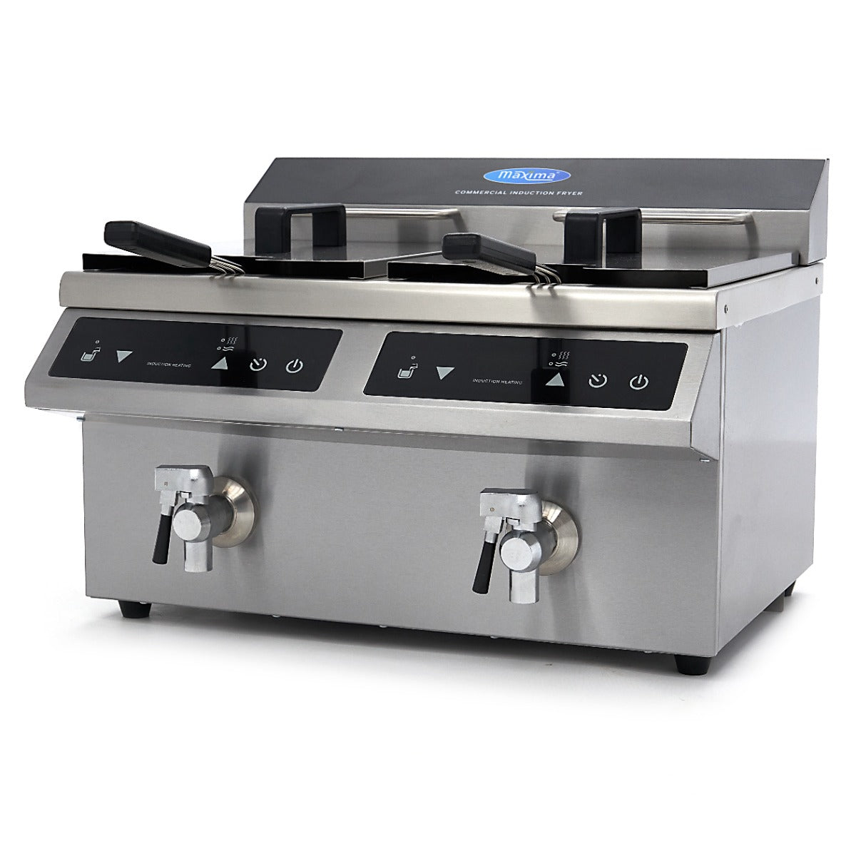 Friture - 2 x 8L - 2 kurve - med aftapningshane - Induktion