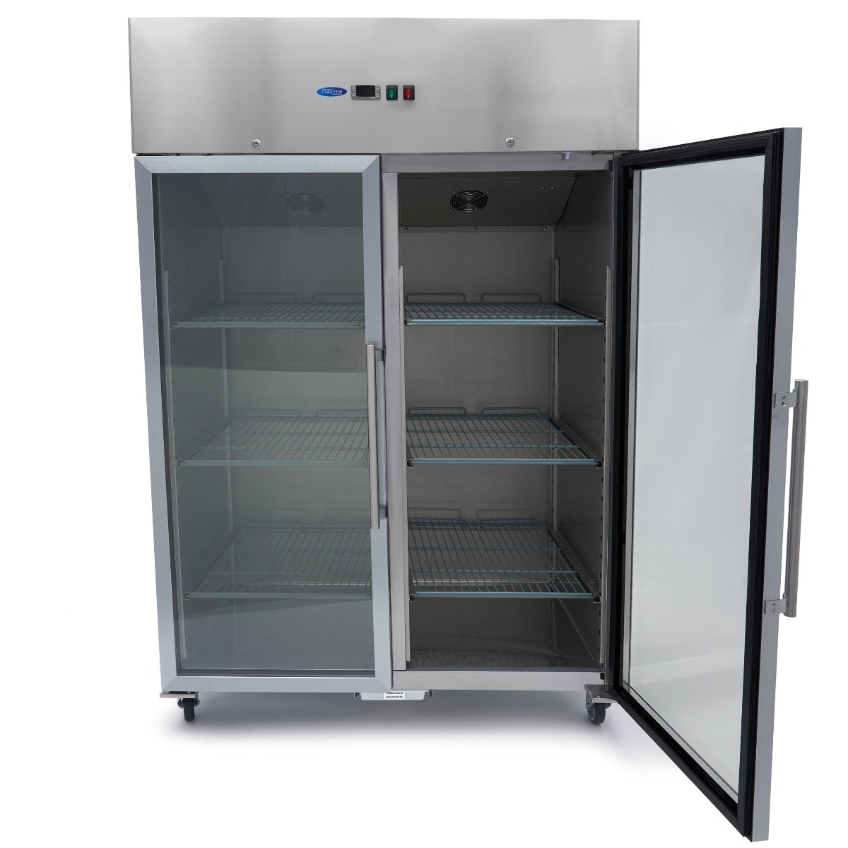 Fryser - 1200L - 6 justerbare hylder (2/1GN) - Rustfrit stål - med glasdør
