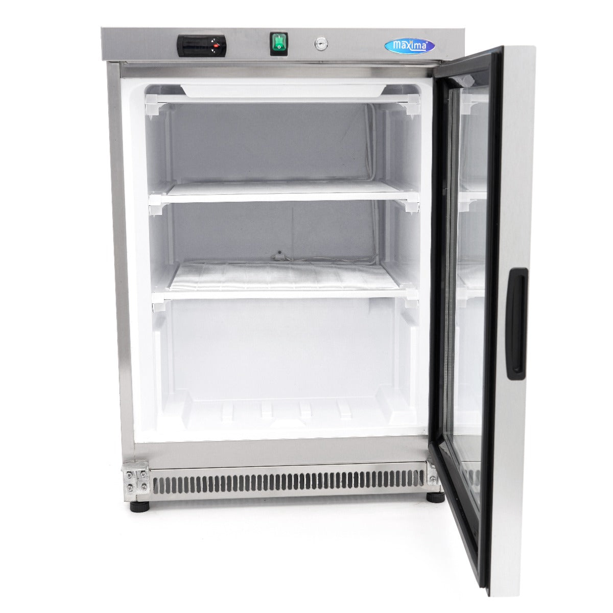 Fryser - 200L - Rustfrit stål - med glasdør