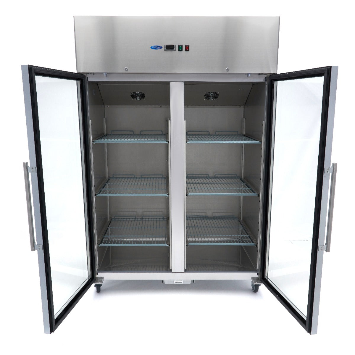 Fryser - 1200L - 6 justerbare hylder (2/1GN) - Rustfrit stål - med glasdør