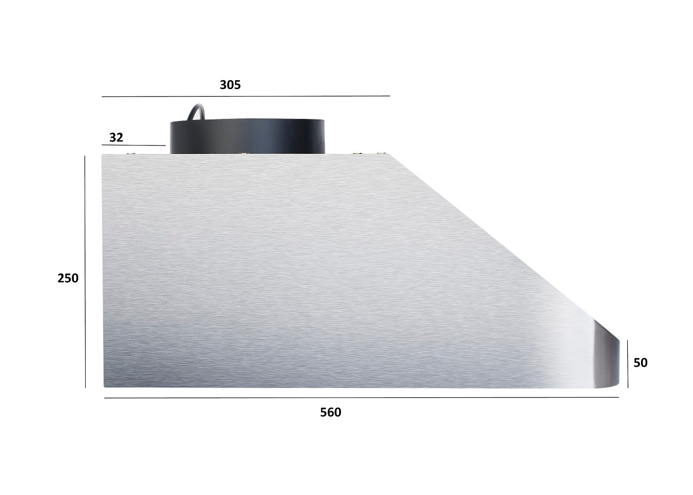 Industriemhætte - vægmonteret m/motor - 90 cm bred - 56 cm dyb