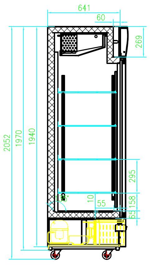 Industrifryseskab - 2 låger - Sort - 1079 liter