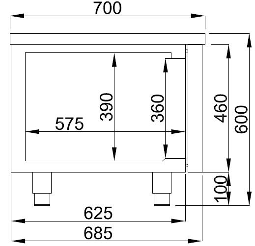 Kølebord - Pro Line - GM 1/1 - 4 låger - 60 cm høj - 700 mm dyb