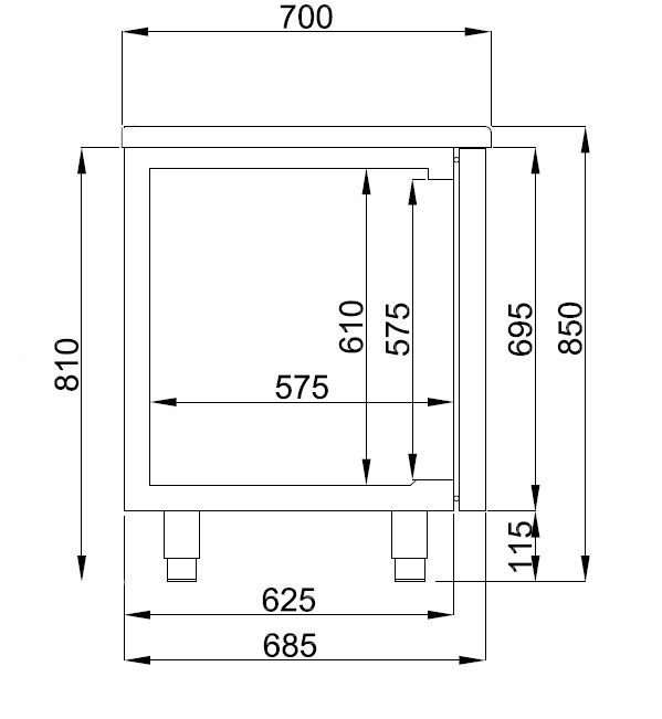 Kølebord - 3 døre - 700 mm - Energy Line